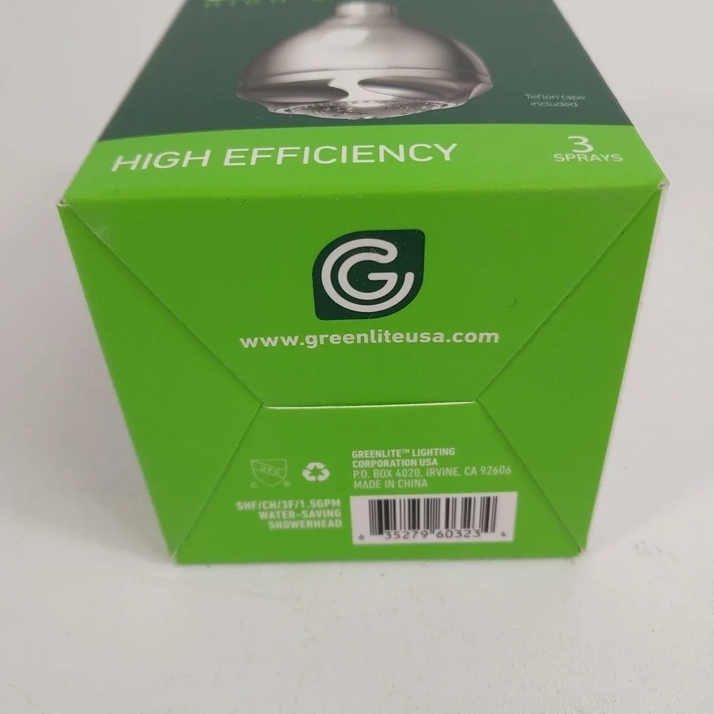 Greenlite Water Saving High Efficiency Showerhead Three Settings‎  NIB